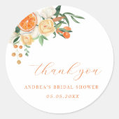 オレンジシトラスフローラブライダルシャワーサンキュー ラウンドシール (正面)