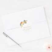 オレンジシトラスフローラブライダルシャワーサンキュー ラウンドシール (封筒)