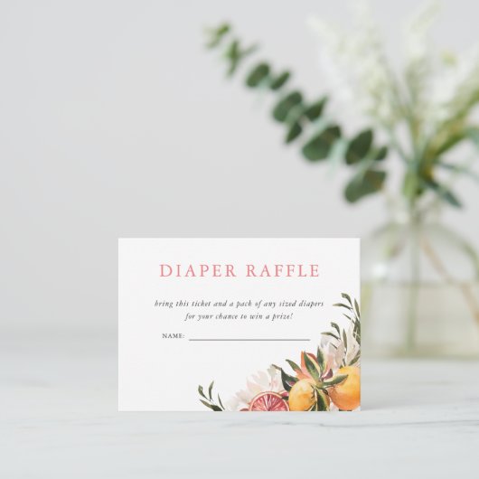 オレンジシトラスフローラ植物 |おむつラッフル エンクロージャーカード (スタンド正面)