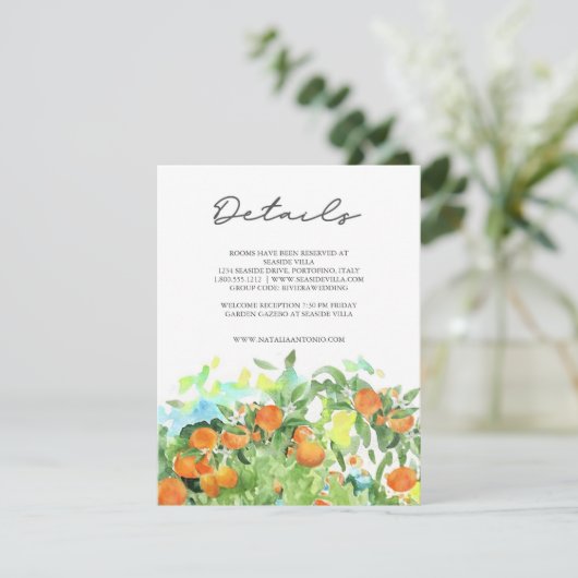 オレンジシトラスブロッサムウォーター結婚カラー詳細 エンクロージャーカード (スタンド正面)