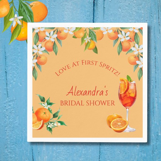 オレンジシトラスラブアットファーストスピリッツブライダルシャワー スタンダードカクテルナプキン