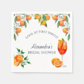 オレンジシトラスラブアットファーストスピリッツブライダルシャワー スタンダードカクテルナプキン (正面)