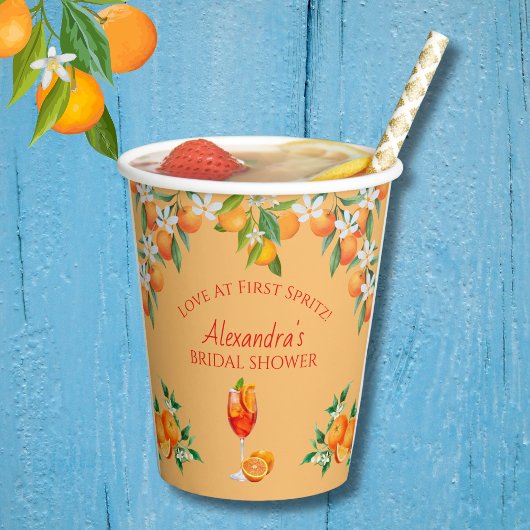 オレンジシトラスラブアットファーストスピリッツブライダルシャワー 紙コップ
