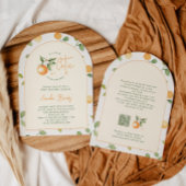 オレンジシトラスリトルかわいこちゃんアーチベイビーシャワー 招待状