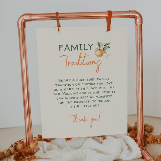 オレンジシトラスリトルかわいこちゃんファミリートラディショナルサイン ポスター