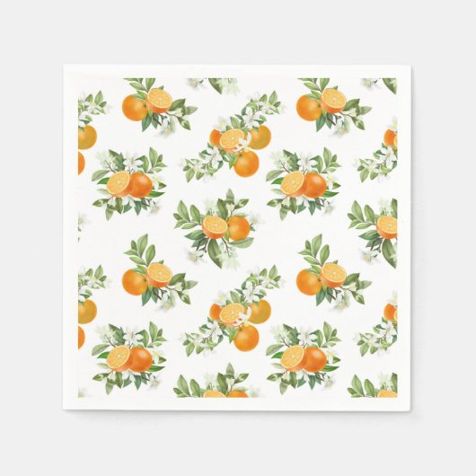 オレンジシトラスリトルかわいこちゃんベビーシャワー スタンダードカクテルナプキン (正面)