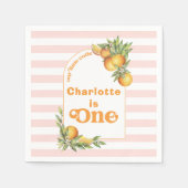 オレンジシトラスリトルかわいこちゃん1st誕生日紙 スタンダードカクテルナプキン (正面)