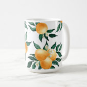 オレンジシトラス水彩モノグラム名入り コーヒーマグカップ (正面右)