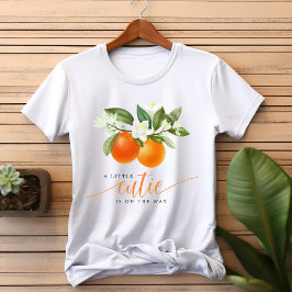 オレンジシトラス かわいい赤ちゃんがやってくる ベビーシャワー Tシャツ