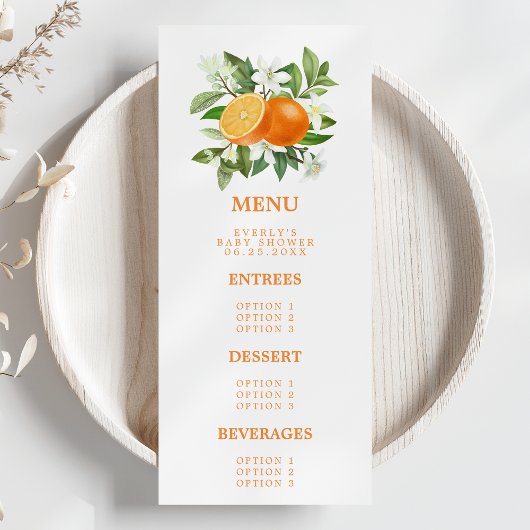 オレンジシトラス リトルキューティー オン・ザ・ウェイ ベビーシャワー メニュー