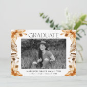 オレンジシトリン水彩水彩写真卒業 案内状 (スタンド正面)