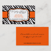 オレンジシマウマのプリントのヘアーサロンの名刺 名刺 (正面/裏面)
