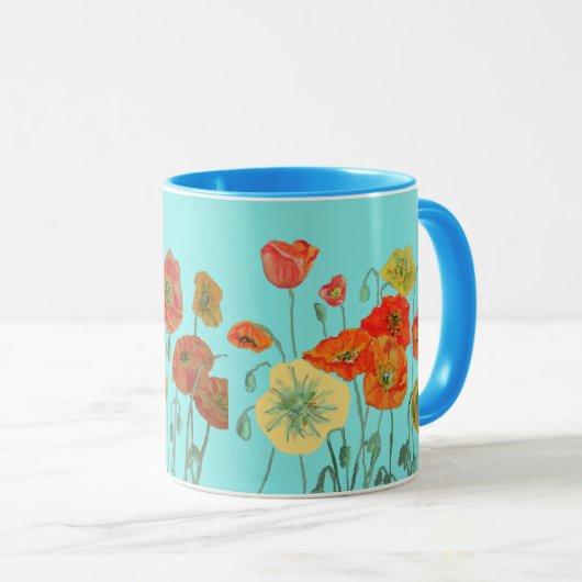 オレンジシャビーポピーの花ムームドーターマグアクア マグカップ (正面右)