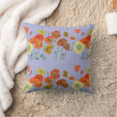 オレンジシャビーポピーフローラパステルパープル薄紫 クッション (ブランケット)