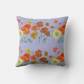 オレンジシャビーポピーフローラパステルパープル薄紫 クッション (裏面)