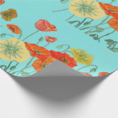 オレンジシャビーポピー水彩ラッピング紙アクア ラッピングペーパー (角)