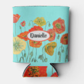 オレンジシャビーポピー花ムームドーターアクア 缶クーラー (正面)