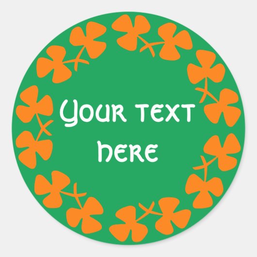 オレンジシャムロ縁どックス追加文字ドリンクコースター ラウンドシール (正面)