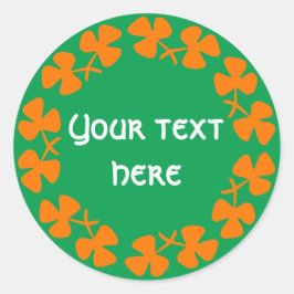 オレンジシャムロ縁どックス追加文字ドリンクコースター ラウンドシール