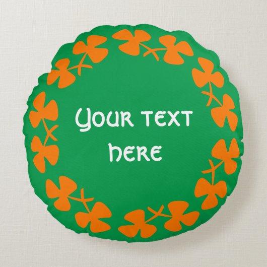 オレンジシャムロ縁どックス追加文字 ラウンドクッション (正面)