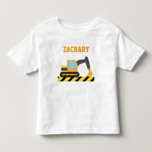 オレンジショベルカー、建設車両、お子様用 トドラーTシャツ (正面)