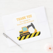 オレンジショベル建築キッズパーティー誕生日 スクエアシール (封筒)