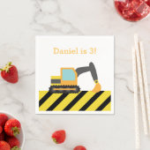 オレンジショベル建築子供の誕生日パーティー スタンダードカクテルナプキン (インサイチュ)