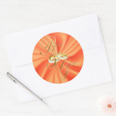 オレンジシルキーサテン結婚と金ゴールドリングや輪 ラウンドシール (封筒)