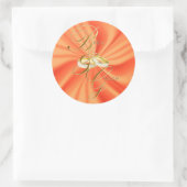 オレンジシルキーサテン結婚と金ゴールドリングや輪 ラウンドシール (バッグ)