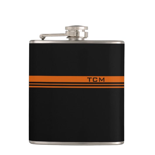オレンジシンプルとブラックのモノグラム フラスク (正面)