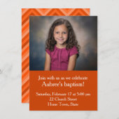 オレンジシンプルのジグザグのバックバプテスマ付き写真 招待状 (正面/裏面)