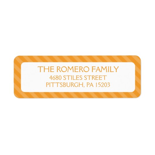 オレンジシンプルストライプカスタムパーソナライズされた ラベル (正面)