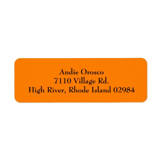 オレンジシンプルプレーン差出人住所ラベル ラベル (正面)