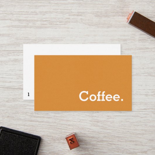 オレンジシンプルワードダークロイヤリティコーヒーパンチカード ロイヤリティカード (正面/裏面インサイチュ)