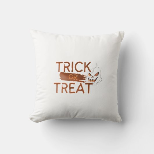 オレンジシンプル色のトリックまたは脅威装飾用クッション クッション (正面)