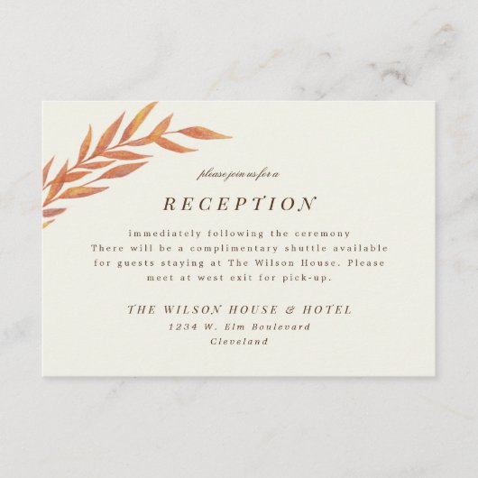 オレンジシンプル色のブランチウェディングレセプションエンクロージャ セーブザデート (正面)