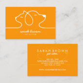 オレンジシンプル色のラインロゴキャットドッグペット 名刺 (正面/裏面)