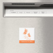 オレンジシンプル色の蝶が日付を保存結婚する マグネット (インサイチュ (食洗機))