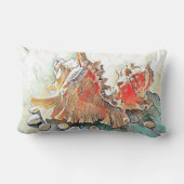 オレンジシーシェルビーチの水色絵画の ランバークッション (裏面)