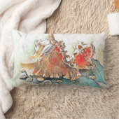 オレンジシーシェルビーチの水色絵画の ランバークッション (ブランケット)