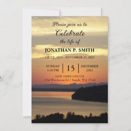 オレンジシースケープサンセットお祝いオブライフ 招待状