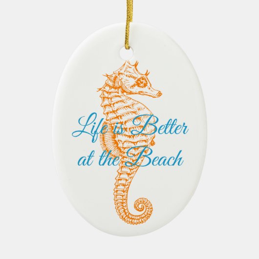 オレンジシーホースオーナメントラウンド セラミックオーナメント (正面)