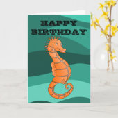 オレンジシーホースハッピーバースデー カード (黄色い花)