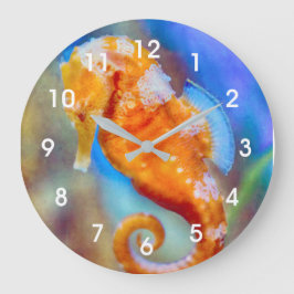 オレンジシーホース喜び ラージ壁時計