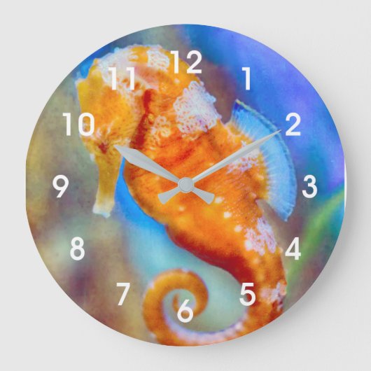 オレンジシーホース喜び ラージ壁時計 (正面)