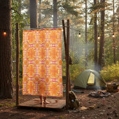 オレンジジオメトリッククロススタイル シャワーカーテン