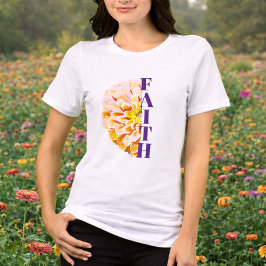 オレンジジニアの花の信仰キリスト教Tシャツ トライブレンドTシャツ