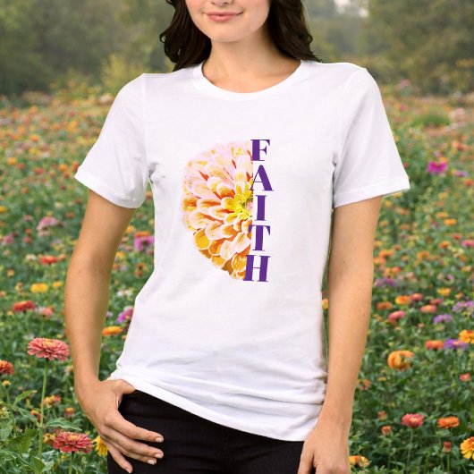 オレンジジニアの花の信仰キリスト教Tシャツ トライブレンドＴシャツ