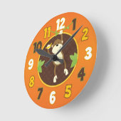 オレンジジャングルサファリモンキーウォールクロック ラウンド壁時計 (傾斜)
