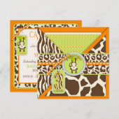 オレンジジャングルモンキーサード誕生日 招待状 (正面/裏面)